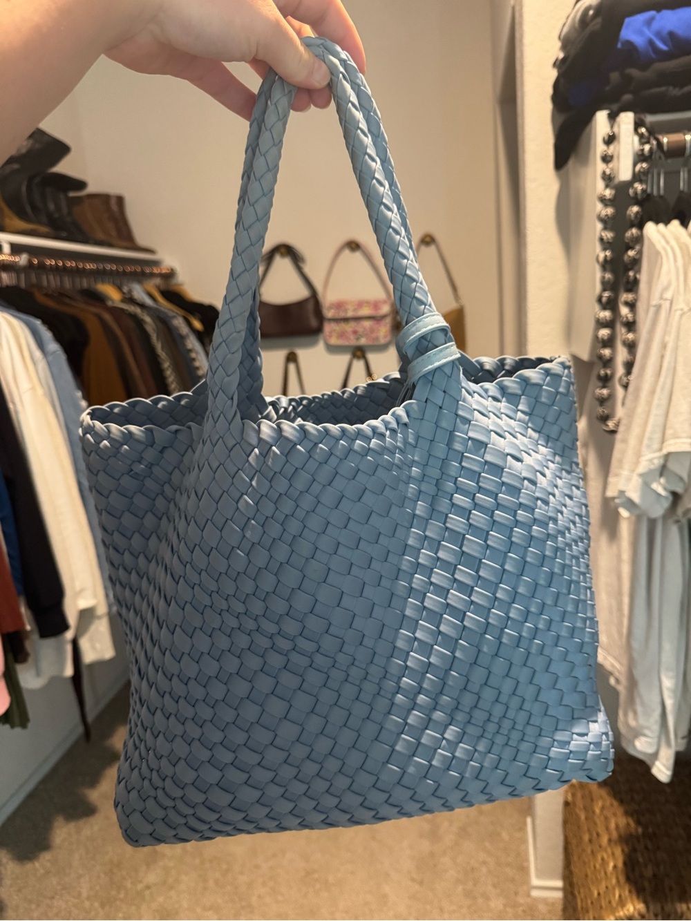 Woven Tote Bag Cornflower Blue - Picture 4 of 4